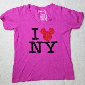 Disney "I  Mickey(Love) NY" Pink T-Shirt Medium